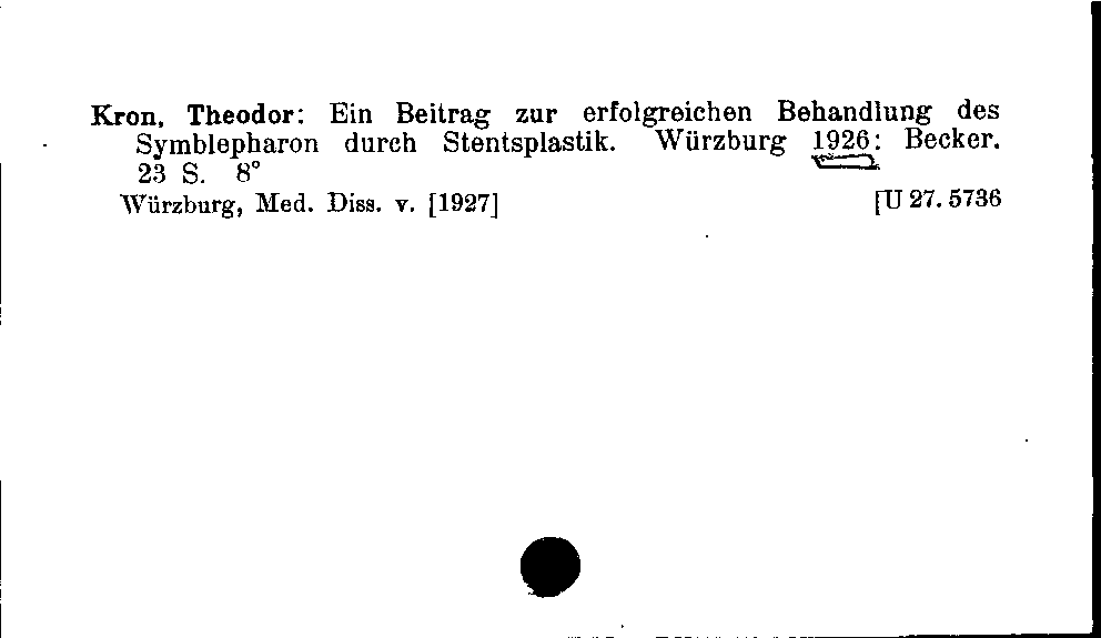 [Katalogkarte Dissertationenkatalog bis 1980]