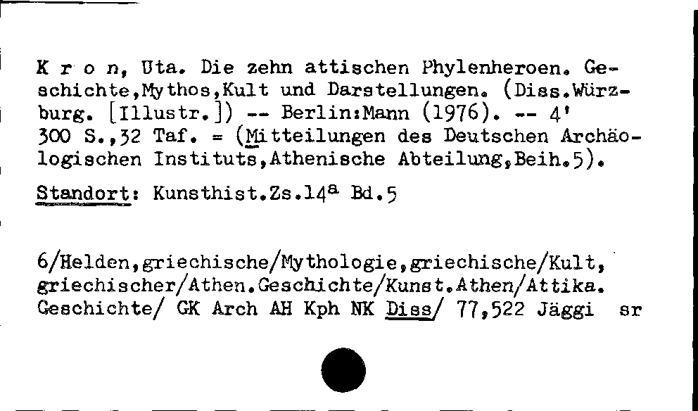 [Katalogkarte Dissertationenkatalog bis 1980]