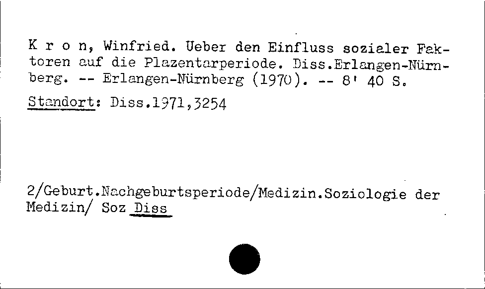 [Katalogkarte Dissertationenkatalog bis 1980]