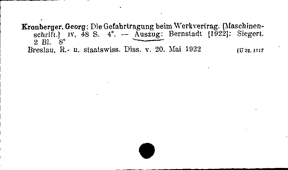 [Katalogkarte Dissertationenkatalog bis 1980]