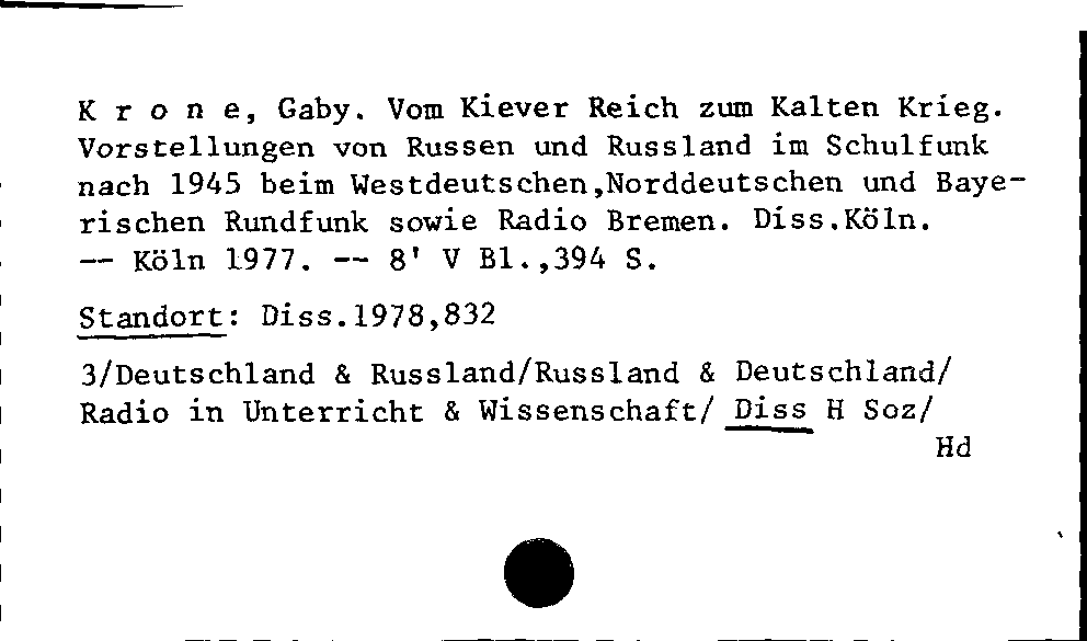 [Katalogkarte Dissertationenkatalog bis 1980]