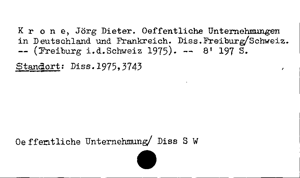 [Katalogkarte Dissertationenkatalog bis 1980]