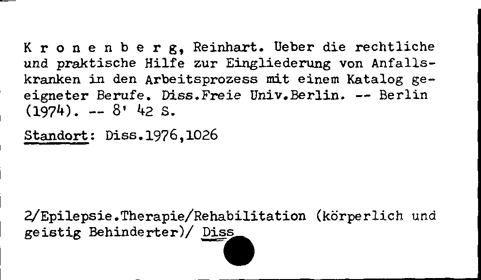 [Katalogkarte Dissertationenkatalog bis 1980]