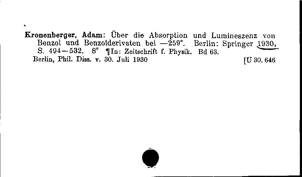 [Katalogkarte Dissertationenkatalog bis 1980]