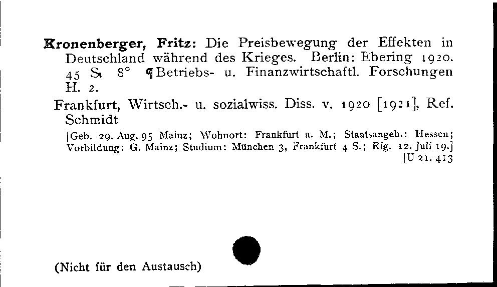 [Katalogkarte Dissertationenkatalog bis 1980]