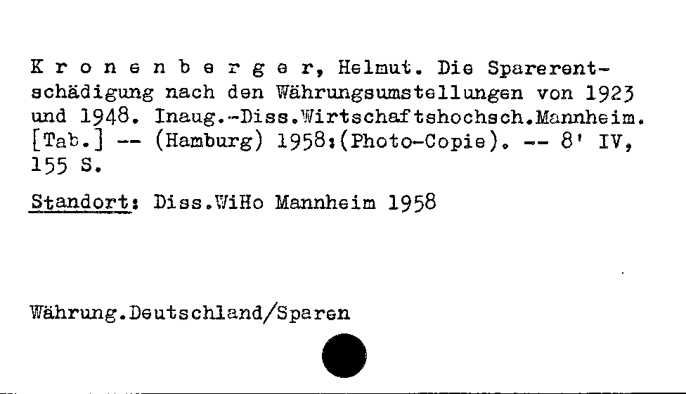 [Katalogkarte Dissertationenkatalog bis 1980]