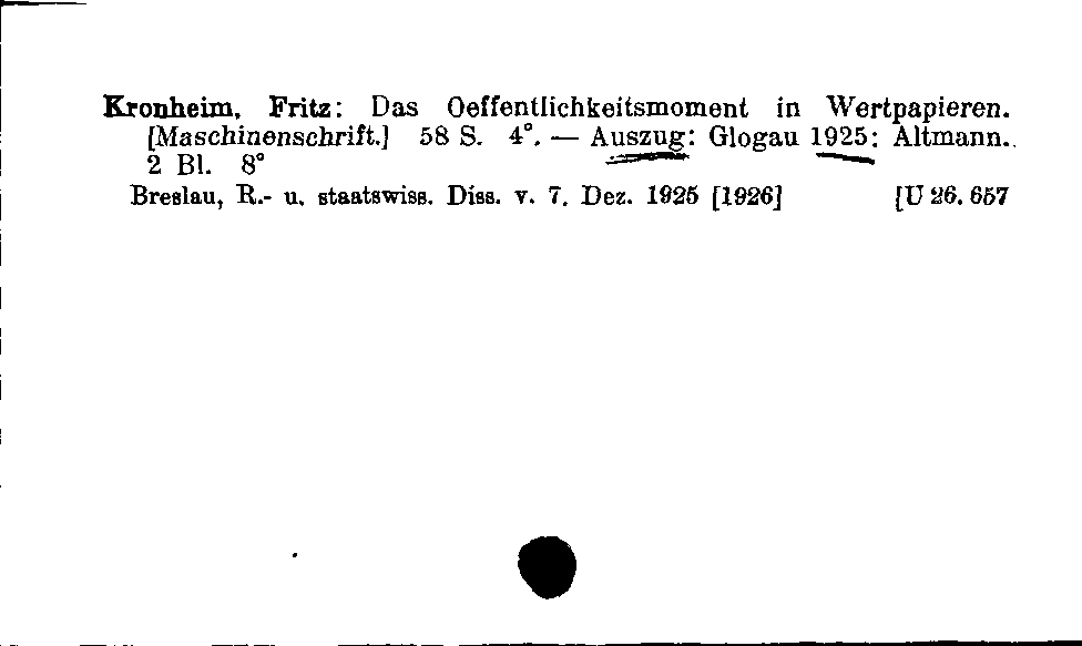 [Katalogkarte Dissertationenkatalog bis 1980]