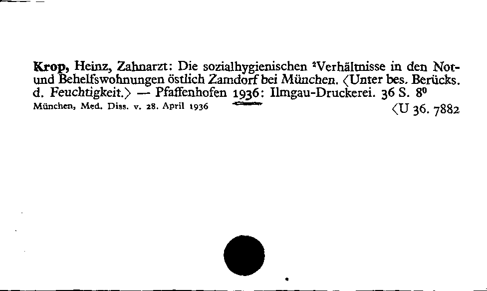 [Katalogkarte Dissertationenkatalog bis 1980]