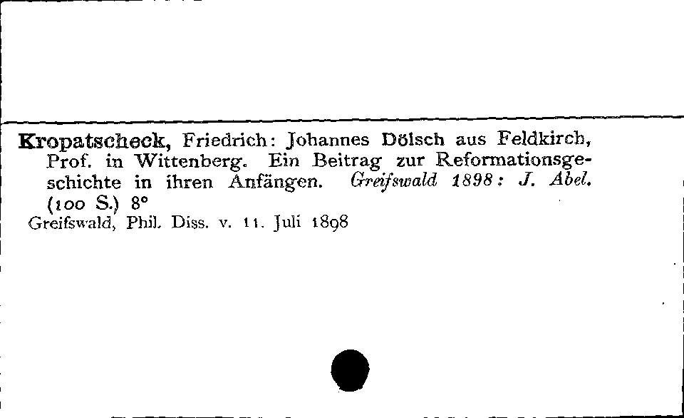 [Katalogkarte Dissertationenkatalog bis 1980]