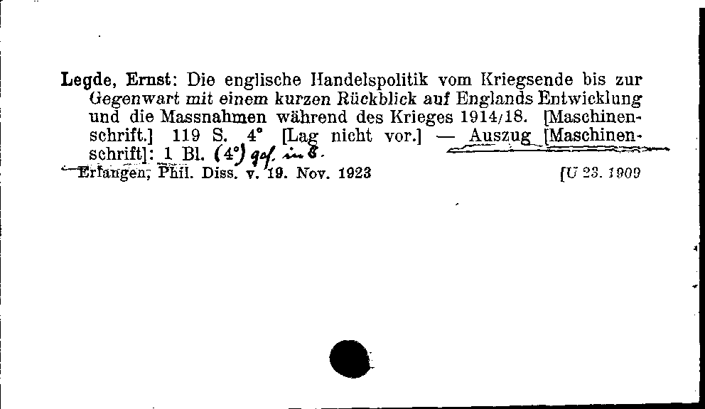 [Katalogkarte Dissertationenkatalog bis 1980]