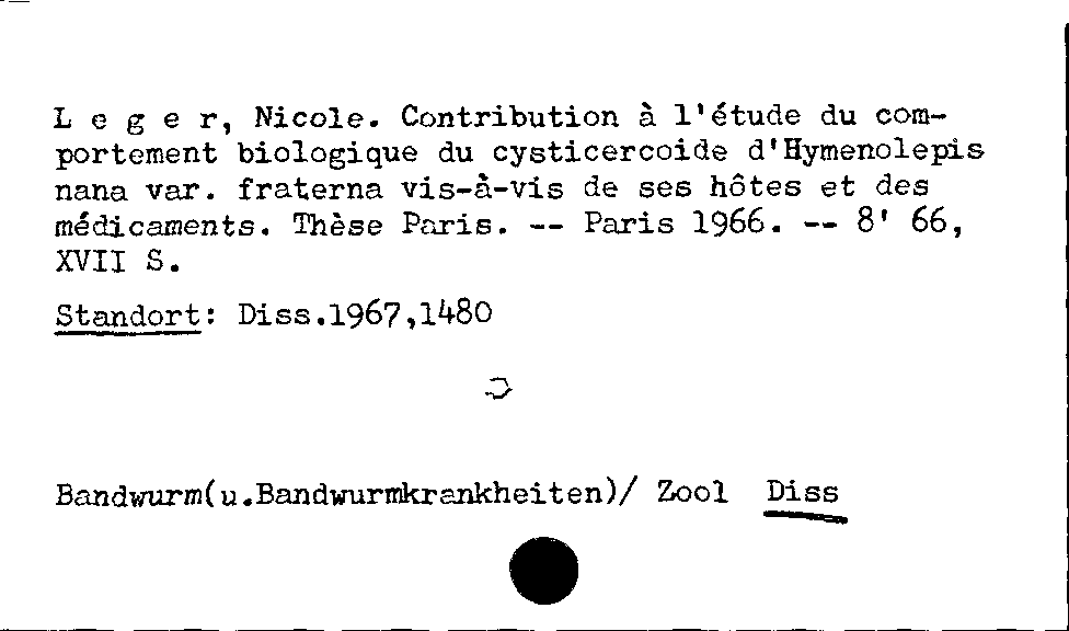 [Katalogkarte Dissertationenkatalog bis 1980]