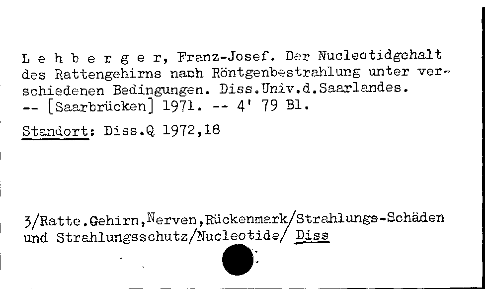 [Katalogkarte Dissertationenkatalog bis 1980]