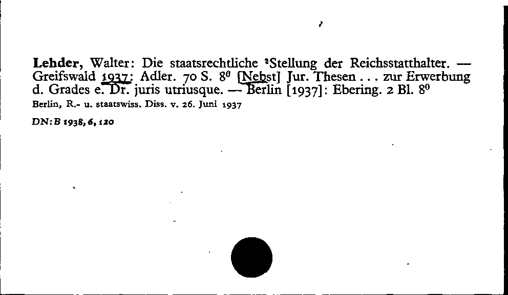 [Katalogkarte Dissertationenkatalog bis 1980]