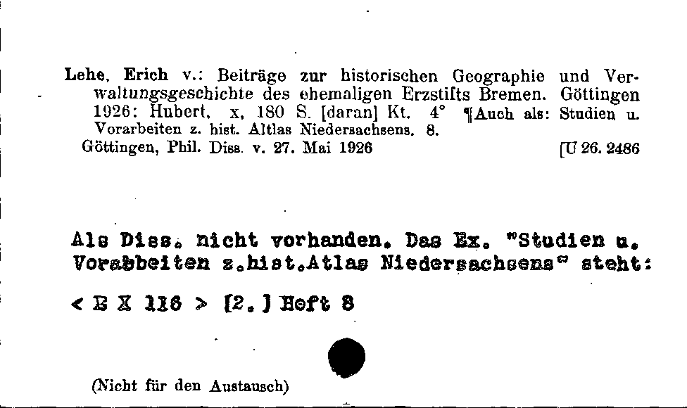 [Katalogkarte Dissertationenkatalog bis 1980]