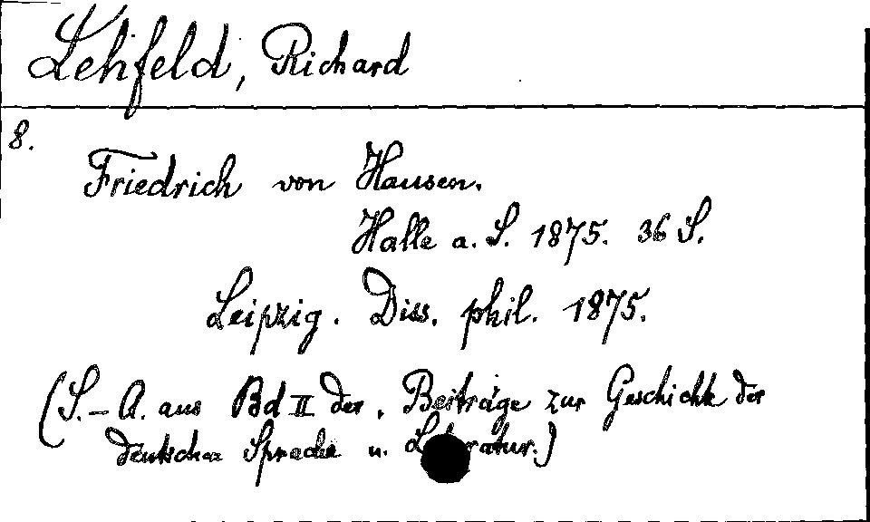 [Katalogkarte Dissertationenkatalog bis 1980]