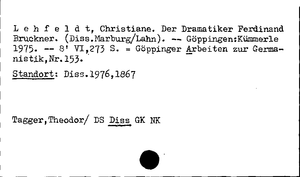 [Katalogkarte Dissertationenkatalog bis 1980]