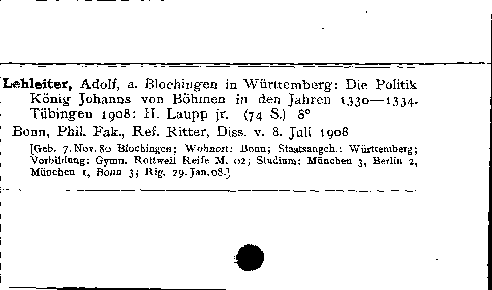 [Katalogkarte Dissertationenkatalog bis 1980]