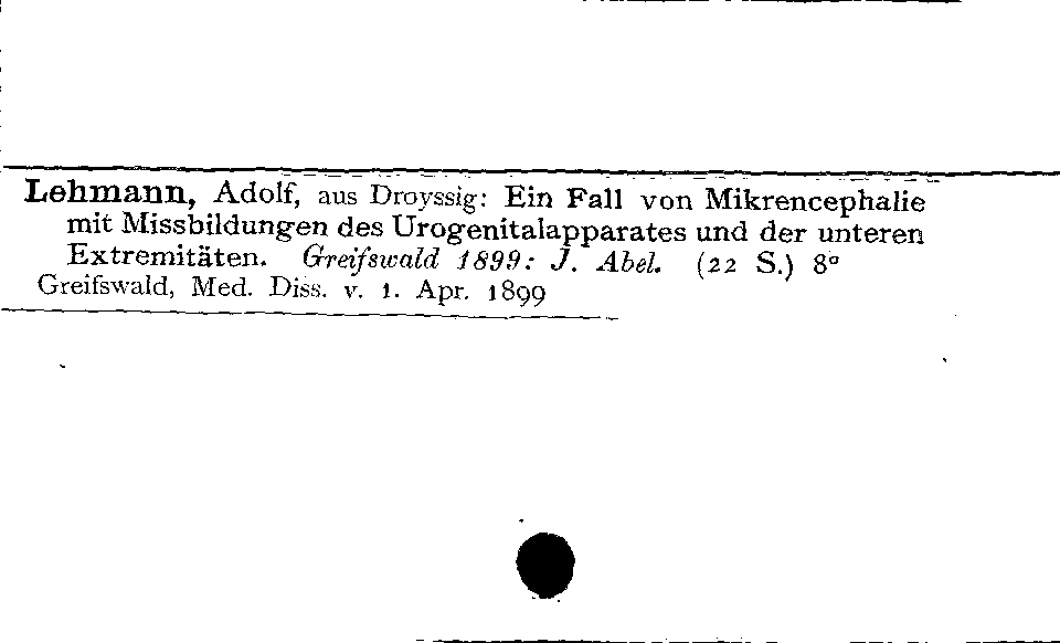 [Katalogkarte Dissertationenkatalog bis 1980]