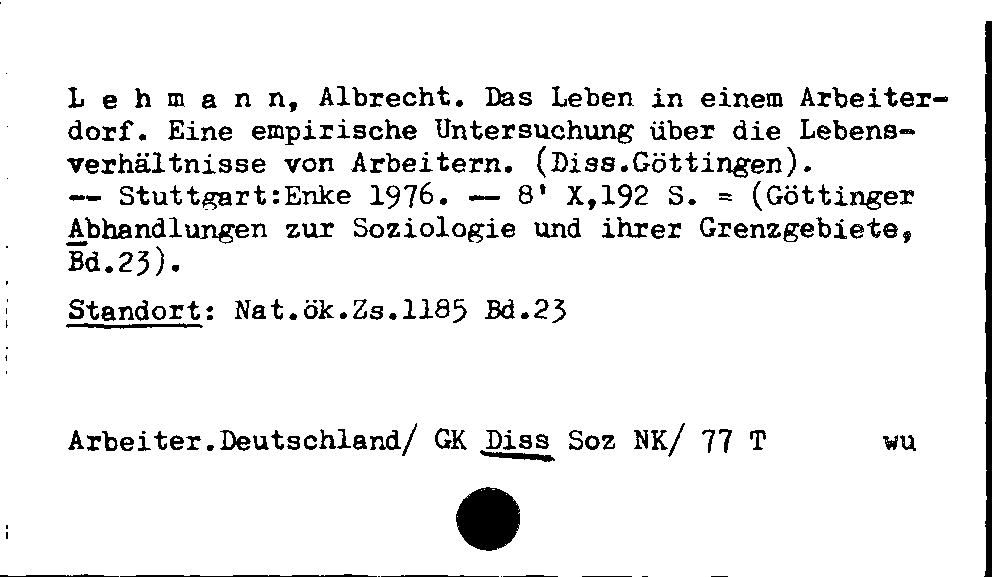 [Katalogkarte Dissertationenkatalog bis 1980]