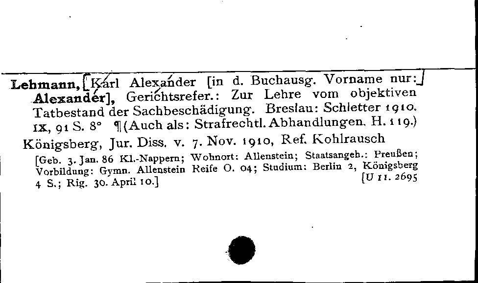 [Katalogkarte Dissertationenkatalog bis 1980]