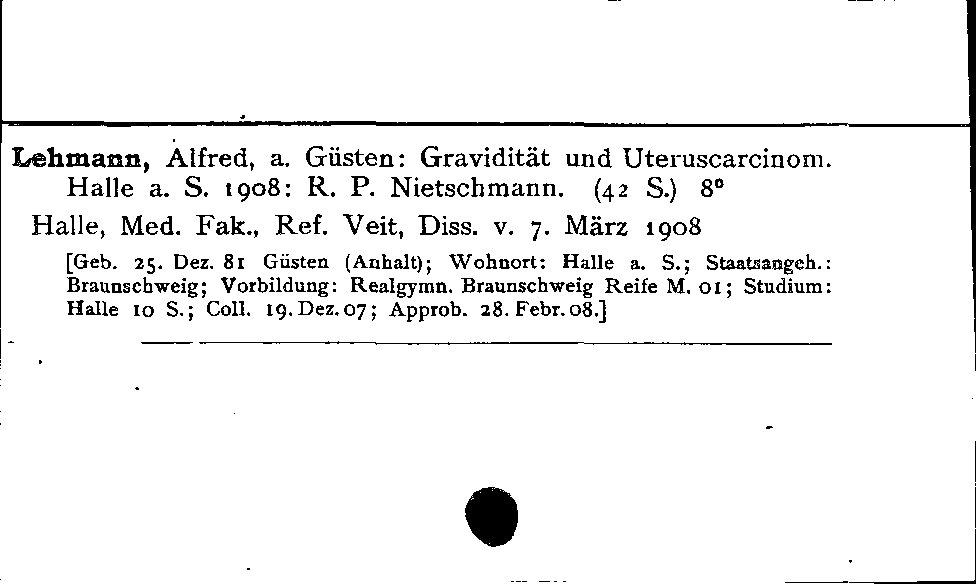 [Katalogkarte Dissertationenkatalog bis 1980]