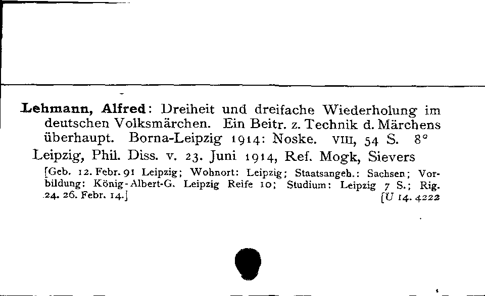 [Katalogkarte Dissertationenkatalog bis 1980]