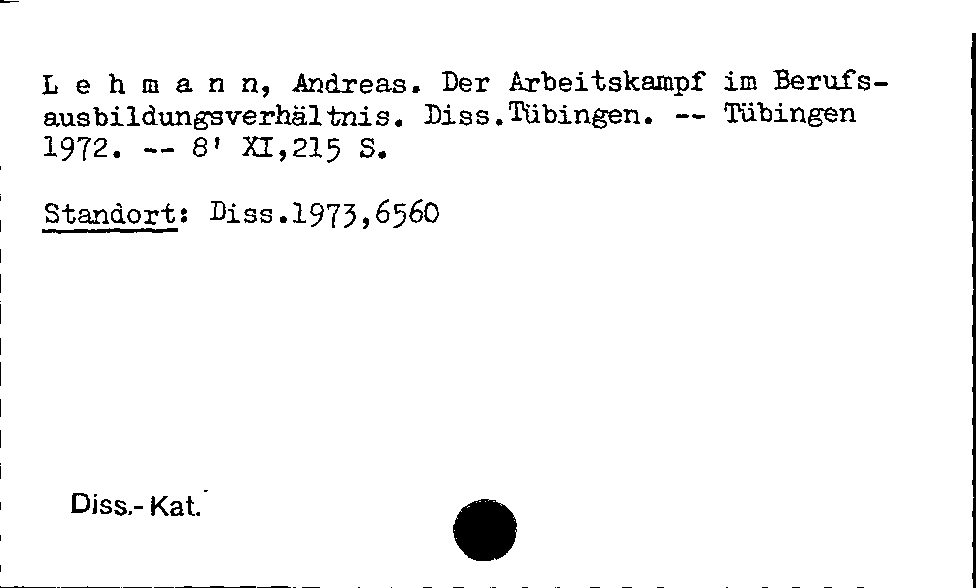 [Katalogkarte Dissertationenkatalog bis 1980]