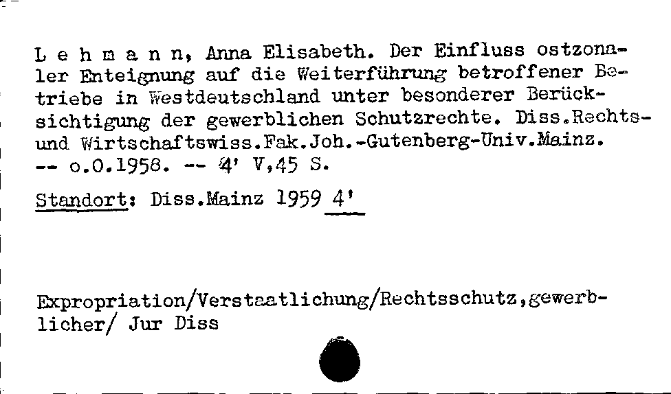 [Katalogkarte Dissertationenkatalog bis 1980]