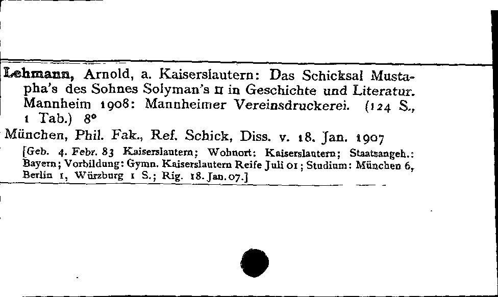 [Katalogkarte Dissertationenkatalog bis 1980]