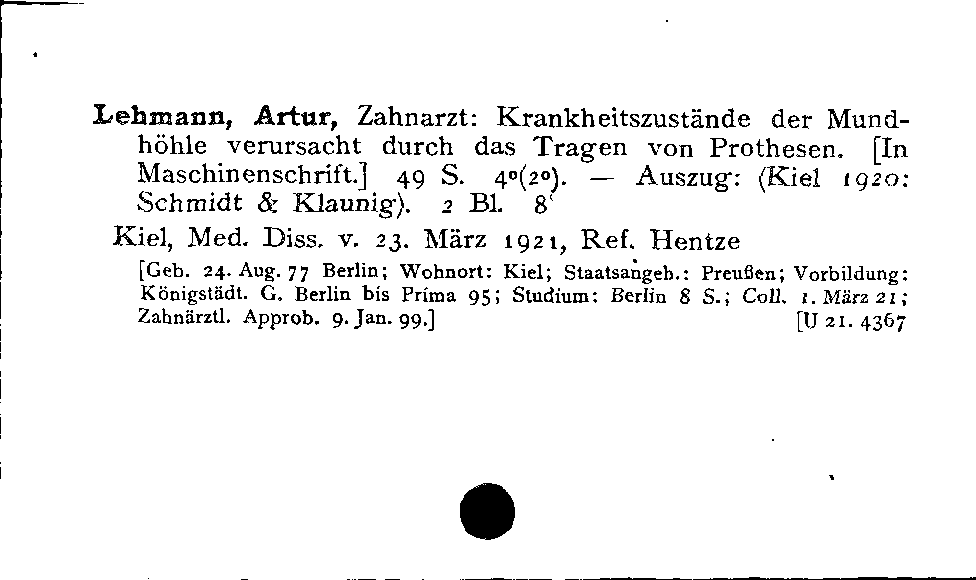 [Katalogkarte Dissertationenkatalog bis 1980]