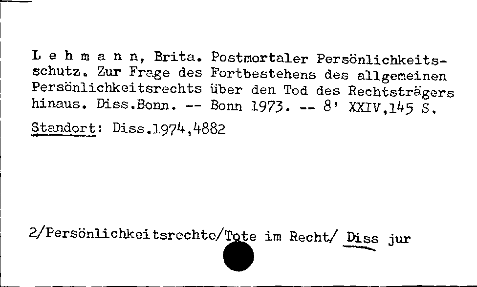 [Katalogkarte Dissertationenkatalog bis 1980]