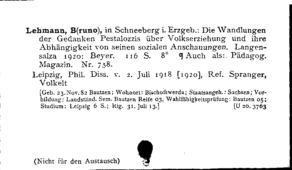 [Katalogkarte Dissertationenkatalog bis 1980]