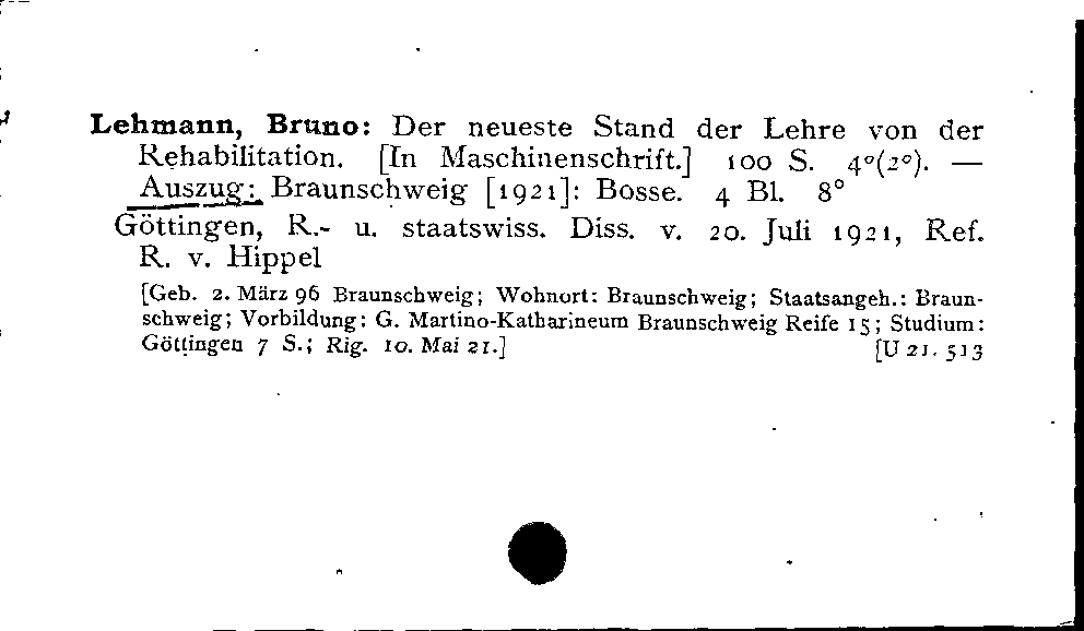 [Katalogkarte Dissertationenkatalog bis 1980]