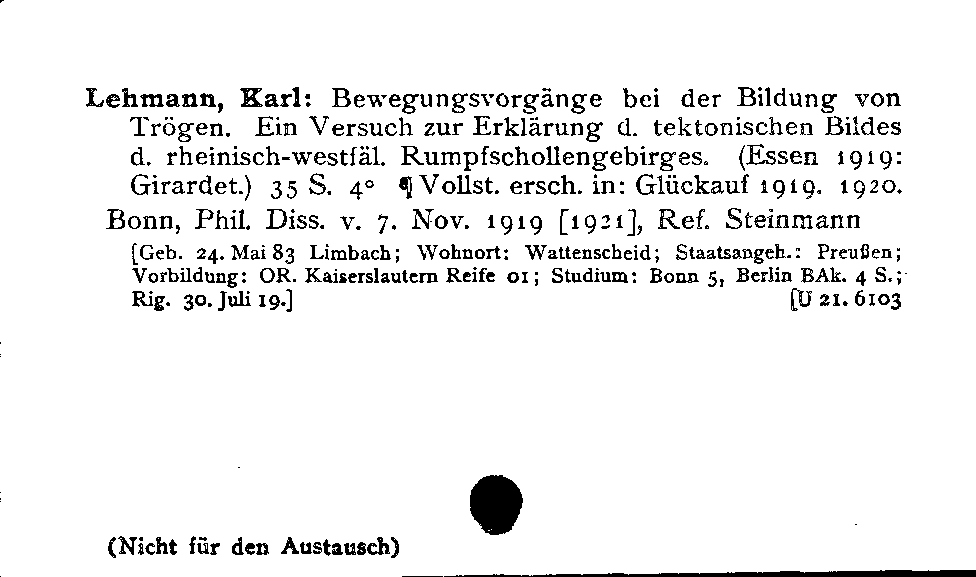 [Katalogkarte Dissertationenkatalog bis 1980]