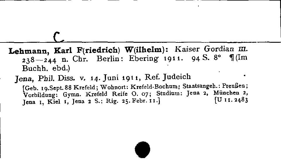 [Katalogkarte Dissertationenkatalog bis 1980]