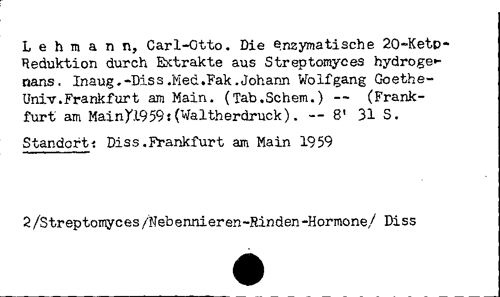 [Katalogkarte Dissertationenkatalog bis 1980]