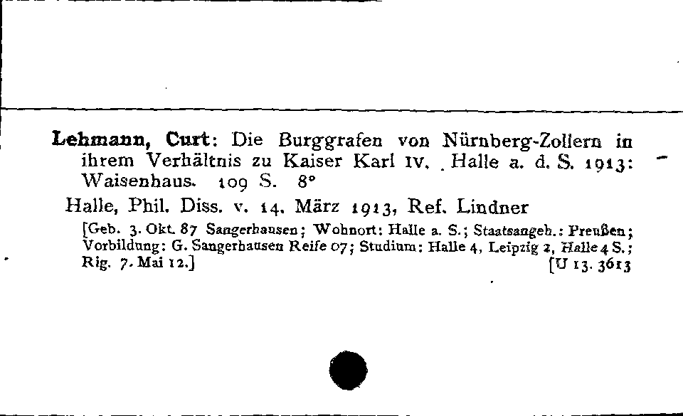 [Katalogkarte Dissertationenkatalog bis 1980]