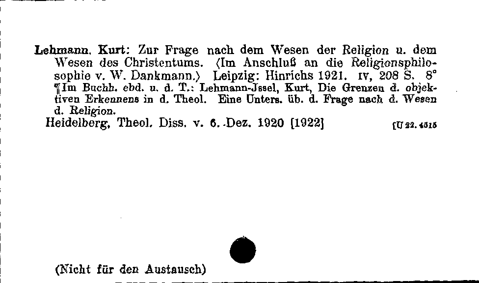 [Katalogkarte Dissertationenkatalog bis 1980]