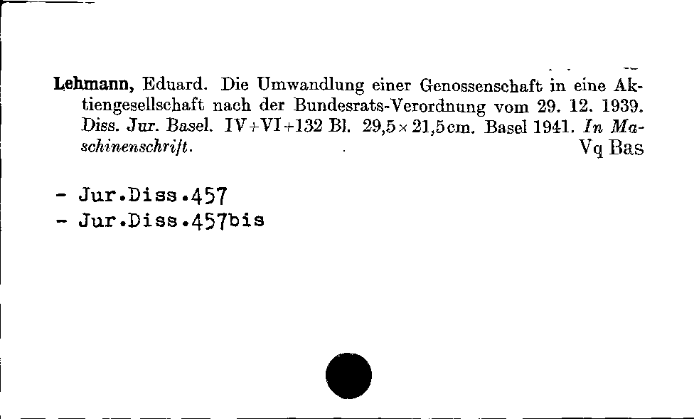 [Katalogkarte Dissertationenkatalog bis 1980]