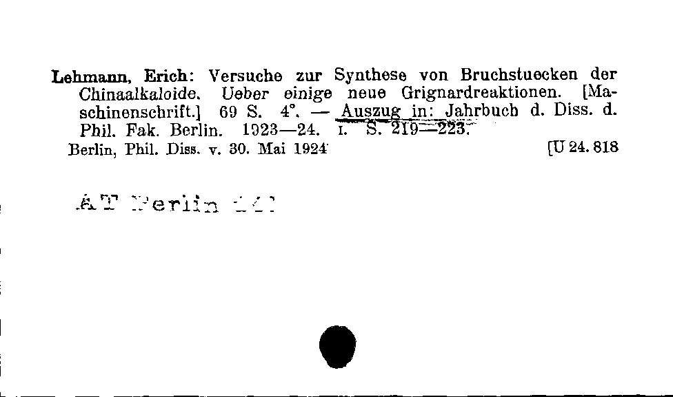 [Katalogkarte Dissertationenkatalog bis 1980]