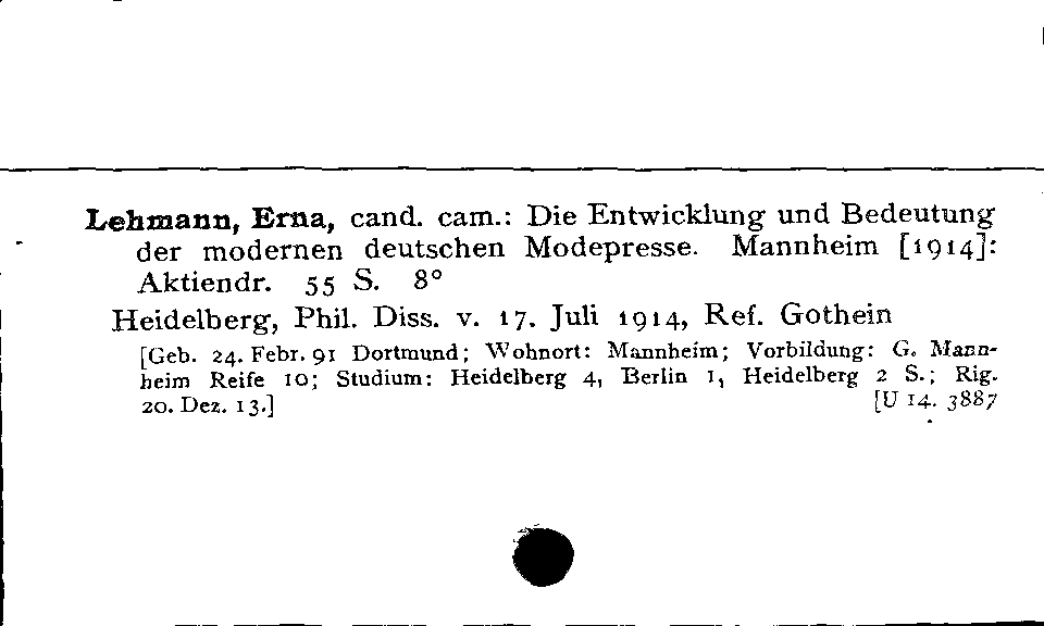 [Katalogkarte Dissertationenkatalog bis 1980]