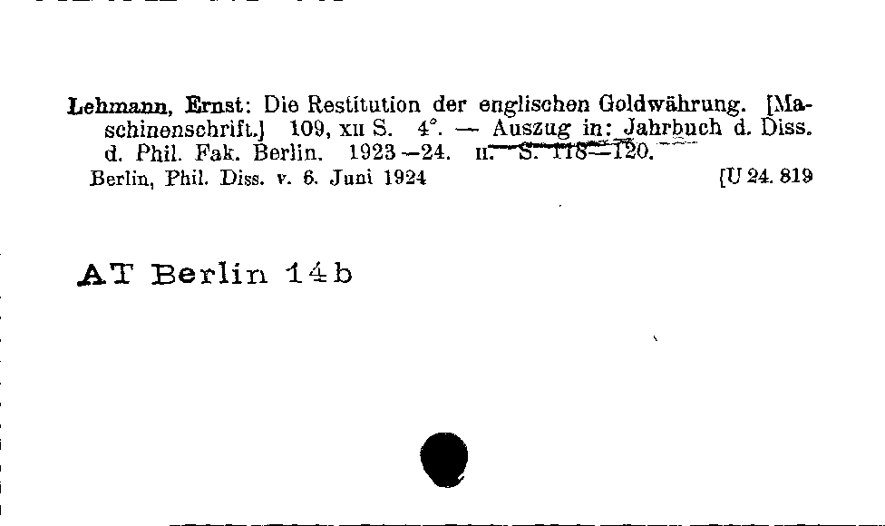 [Katalogkarte Dissertationenkatalog bis 1980]