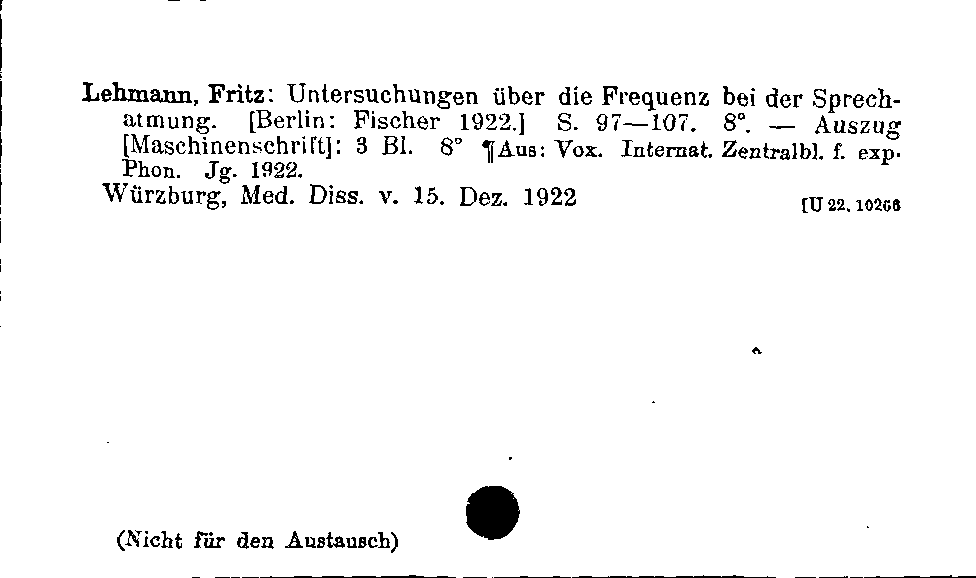 [Katalogkarte Dissertationenkatalog bis 1980]