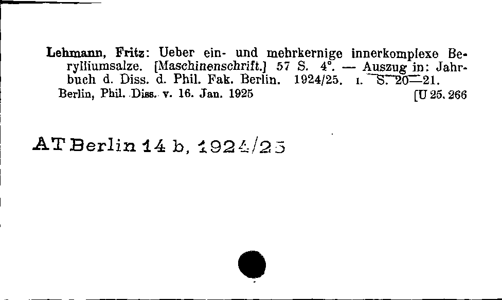 [Katalogkarte Dissertationenkatalog bis 1980]