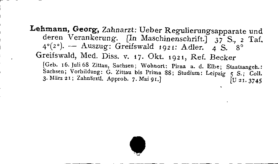 [Katalogkarte Dissertationenkatalog bis 1980]