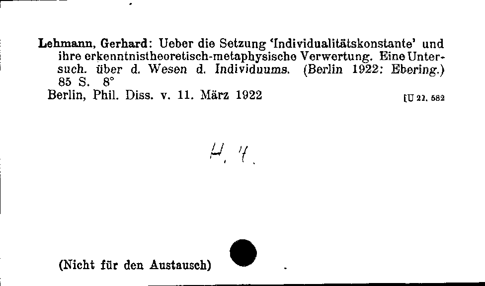 [Katalogkarte Dissertationenkatalog bis 1980]