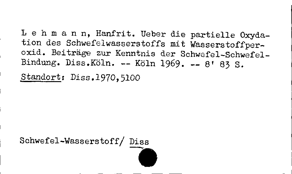 [Katalogkarte Dissertationenkatalog bis 1980]