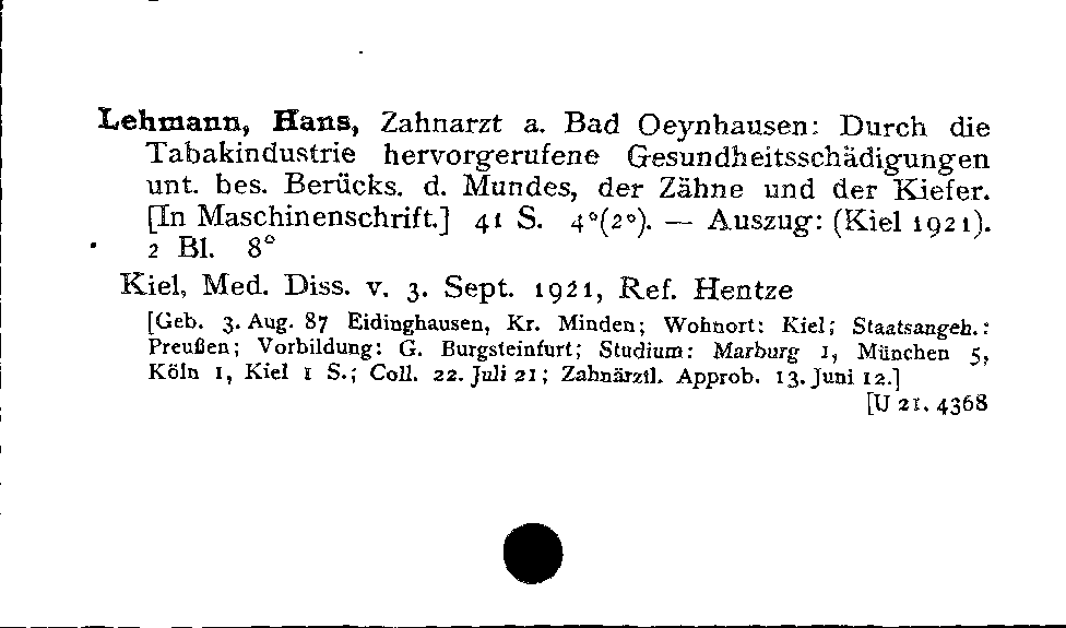 [Katalogkarte Dissertationenkatalog bis 1980]