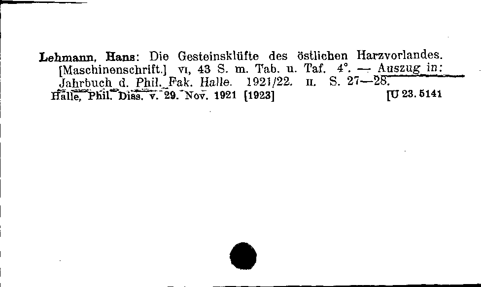 [Katalogkarte Dissertationenkatalog bis 1980]