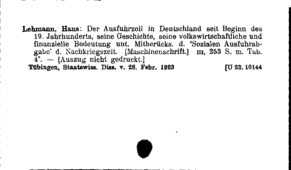 [Katalogkarte Dissertationenkatalog bis 1980]